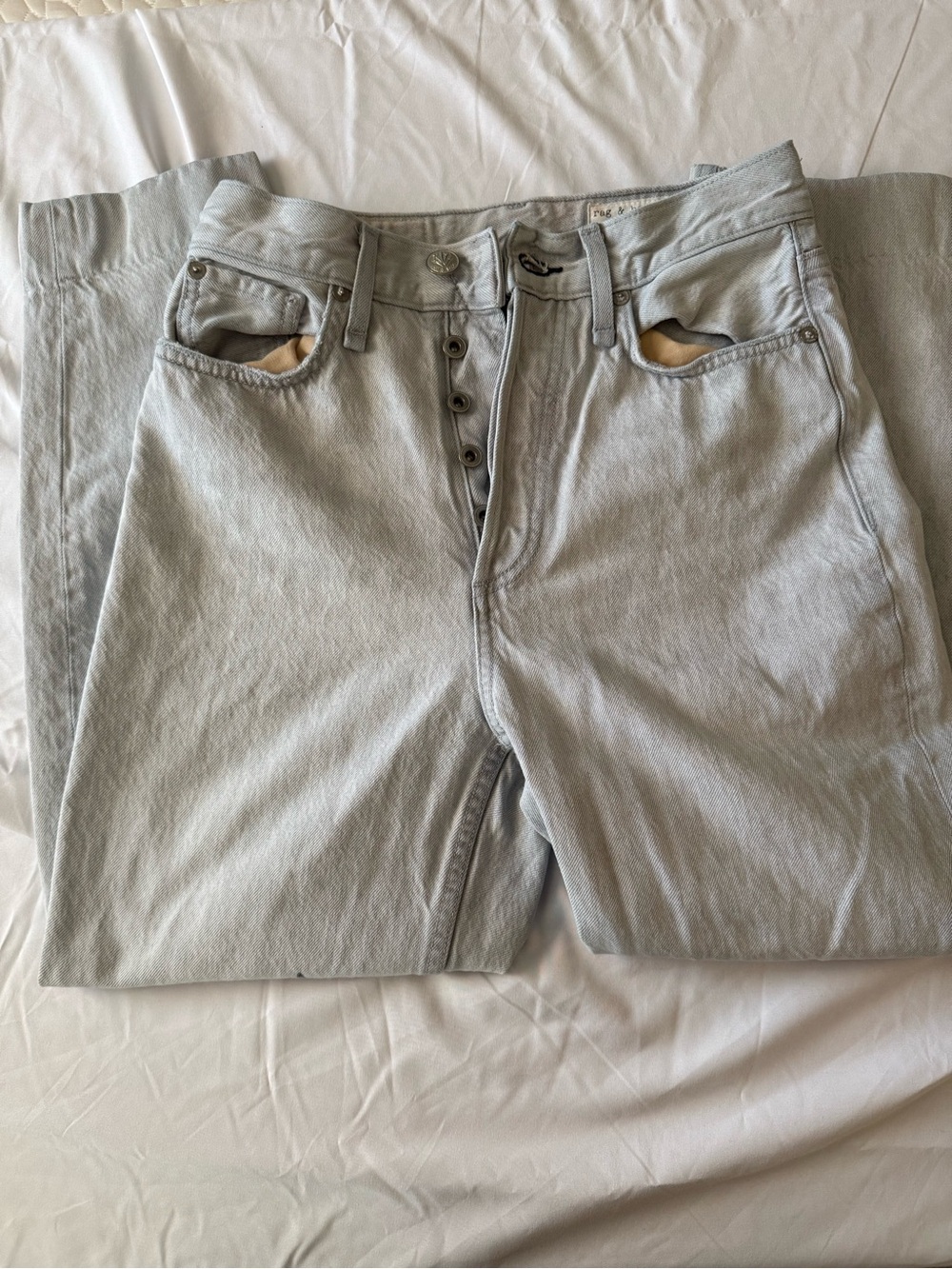 rag & bone Men's Light Gray Relaxed Button-Fly Jeans